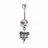 316L Surgical Stainless Steel Pave Clear Cubic Zirconia Curved Barbell Dangle Belly Rings FS-WG3A43F-10-1