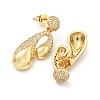 Teardrop Brass Pave Clear Cubic Zirconia Stud Earrings EJEW-M258-80G-2