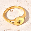 Flat Round with Star Pattern 304 Stainless Steel Micro Pave Clear Cubic Zirconia Finger Rings FS-WG7CEF6-02-2