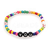 Rainbow Acrylic & Glass Beads Stretch Bracelets BR6645-4-1