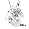 Brass Pave Clear Cubic Zirconia Shiny Balloon Letter Pendant Necklaces IT0451-13-1