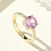 Brass & Round Cubic Zirconia Finger Rings CU-CBA7E55-19G-01-1