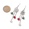Glass with Alloy Enamel Snowflake Charm Dangle Earrings for Women EJEW-TA00559-3