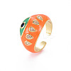 Brass Micro Pave Colorful Cubic Zirconia Cuff Rings RJEW-S044-158-NF-4