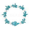 Starfish & Turtle Synthetic Turquoise Beads Stretch Bracelets for Women BJEW-JB12129-02-2