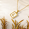 Rectangle 304 Stainless Steel Pave Natural White Shell Initial Pendant Necklaces for Women FS-WGB5EDA-12-1