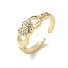 Brass Micro Pave Cubic Zirconia Cuff Finger Rings RJEW-C120-25G-02-4