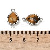 Natural Tiger Eye Faceted Connector Charms G-L514-048G-04-3