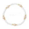 2Pcs Natural Fossil & Glass Round Beaded Stretch Bracelets for Women BJEW-JB13308-3