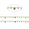 Brass Curb Chains with Glass Charms CHS-P016-24G-2