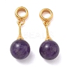 Natural Amethyst & Brass European Dangle Charms GG-D002-15G-01-1