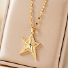 Elegant Brass Micro Pave Clear Cubic Zirconia Star Pendant Necklaces EY0411-1-2