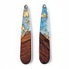 Transparent Resin & Walnut Wood Pendants RESI-N039-69H-3