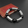 304 Stainless Steel & Resin Bead Stretch Bracelets for Women Men UF8116-1-2