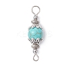 7Pcs 7 Styles Mixed Gemstone Round Connector Charms PALLOY-JF02268-02-2