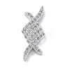 Rack Plating Brass Clear Cubic Zirconia Rhombus Connector Charms KK-A234-069P-1