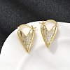 Brass Micro Pave Clear Cubic Zirconia Heart Hoop Earrings EJEW-K318-03G-1