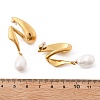 304 Stainless Steel Shell Pearl Stud Earrings for Women EJEW-U051-07G-5