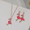 Flamingo Alloy Enamel Stud Earrings & Pendant Necklaces Sets for Women WH-WG896EF-01-4