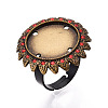 Adjustable Alloy & Iron & Rhinestone Bezel Cup Ring Base with Rotatable Tray MAK-T012-15AB-1