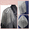2Pcs Punk Style Oval Iron & Crystal Rhinestone & Felt Tassel Epaulettes AJEW-ME0001-51-4
