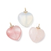 3Pcs 3 Styles Opalite & Cherry Quartz Glass & Natural Rose Quartz Pendants PALLOY-JF04933-1