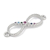 Brass Micro Pave Colorful Cubic Zirconia Infinity Connector Charms KK-Q028-65P-2