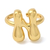 Initials Brass Open Cuff Ring for Women RJEW-N046-02N-G-2