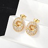 Brass Micro Pave Cubic Zirconia Stud Earrings EJEW-Z091-04G-G-4