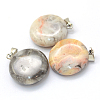 Flat Round Dyed Natural Crazy Agate Pendants G-Q370-18-2