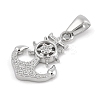 304 Stainless Steel Micro Pave Cubic Zirconia Pendants STAS-D112-03P-06-2