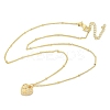Brass Micro Pave Clear Cubic Zirconia Heart with Key Pendant Necklaces for Women NJEW-M088-02G-01-2
