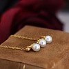 Three Round Glass Pearl Horizontal Bar Pendant 304 Stainless Steel Cable Chain Necklaces for Women WG28E74-01-3
