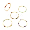 Natural Gemstone & Freshwater Pearl Beaded Copper French Wired Cuff Bangles for Women BJEW-JB13987-2