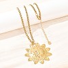 304 Stainless Steel Embossed Human Face Pendant Wheat Chain Necklaces NJEW-P430-03A-G-1