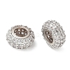 Brass Micro Pave Cubic Zirconia European Beads KK-A254-03B-P-1
