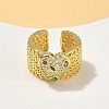 Brass Micro Pave Cubic Zirconia Adjustable Cuff Rings RJEW-V009-06G-2