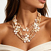 Ocean Natural Shell Chip Beaded Multi Layered Necklaces with Alloy End Chains for Women WGD1A0B-01-1