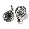Natural Black Silk Stone Pendants G-Q158-05P-11-2