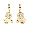 Left and Right Clover & Flower 304 Stainless Steel Shell Dangle Earrings EJEW-L283-068G-1