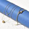 304 Stainless Steel Heart Pendant Double Layered Necklaces for Women NJEW-Z091-01G-3