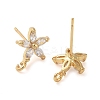 Brass Micro Pave Cubic Zirconia Studs Earring Findings KK-K364-03G-2