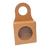 Square Kraft Paper Festival Gift Storage Boxes with Round PVC Window and Hole Handle LS-CON-WH0105-22B-01-1