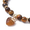 Natural Tiger Eye Round Beaded Stretch Bracelets BJEW-JB09727-04-3