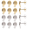 SUNNYCLUE 40Pcs 2 Color 201 Stainless Steel Oval Stud Earring Findings STAS-SC0005-29-1