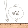 304 Stainless Steel Heart Pendant Necklaces & Bracelets & Stud Earrings Sets SJEW-P008-01P-6