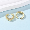 Brass Micro Pave Clear Cubic Zirconia C-Shaped Cuff Earrings LS-EJEW-D328-09G-03-2