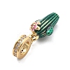 Rack Plating Brass Micro Pave Clear Cubic Zirconia European Dangle Charms KK-Q017-16G-2