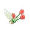 Glass Seed Beaded Magnolia Flower Pendants PALLOY-MZ01112-5