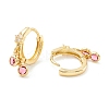 Star Cubic Zirconia Hoop Earrings with Flat Round Drop EJEW-P196-19G-04-2